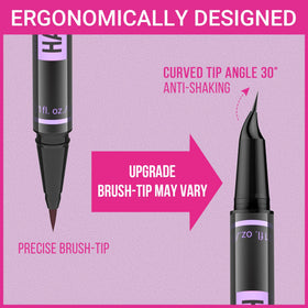 iMethod eyebrow pen stroke demo on skin illustrating fine grey hair-like lines