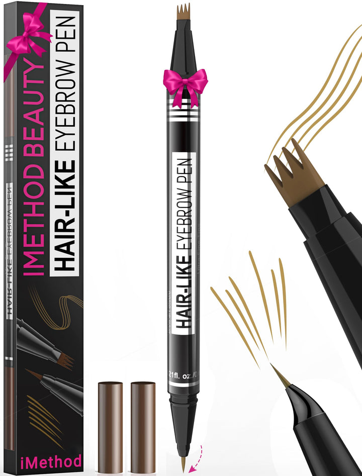 iMethod eyebrow pencil front view showing compact dual-ended design for portability