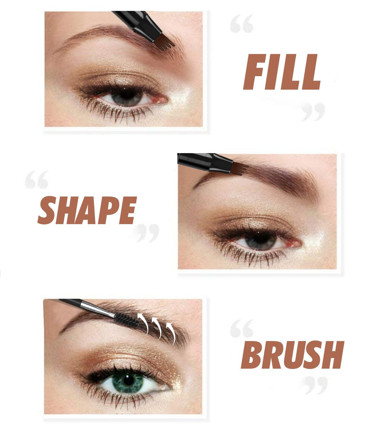 iMethod in use drawing hairlike strokes along eyebrow for natural definition