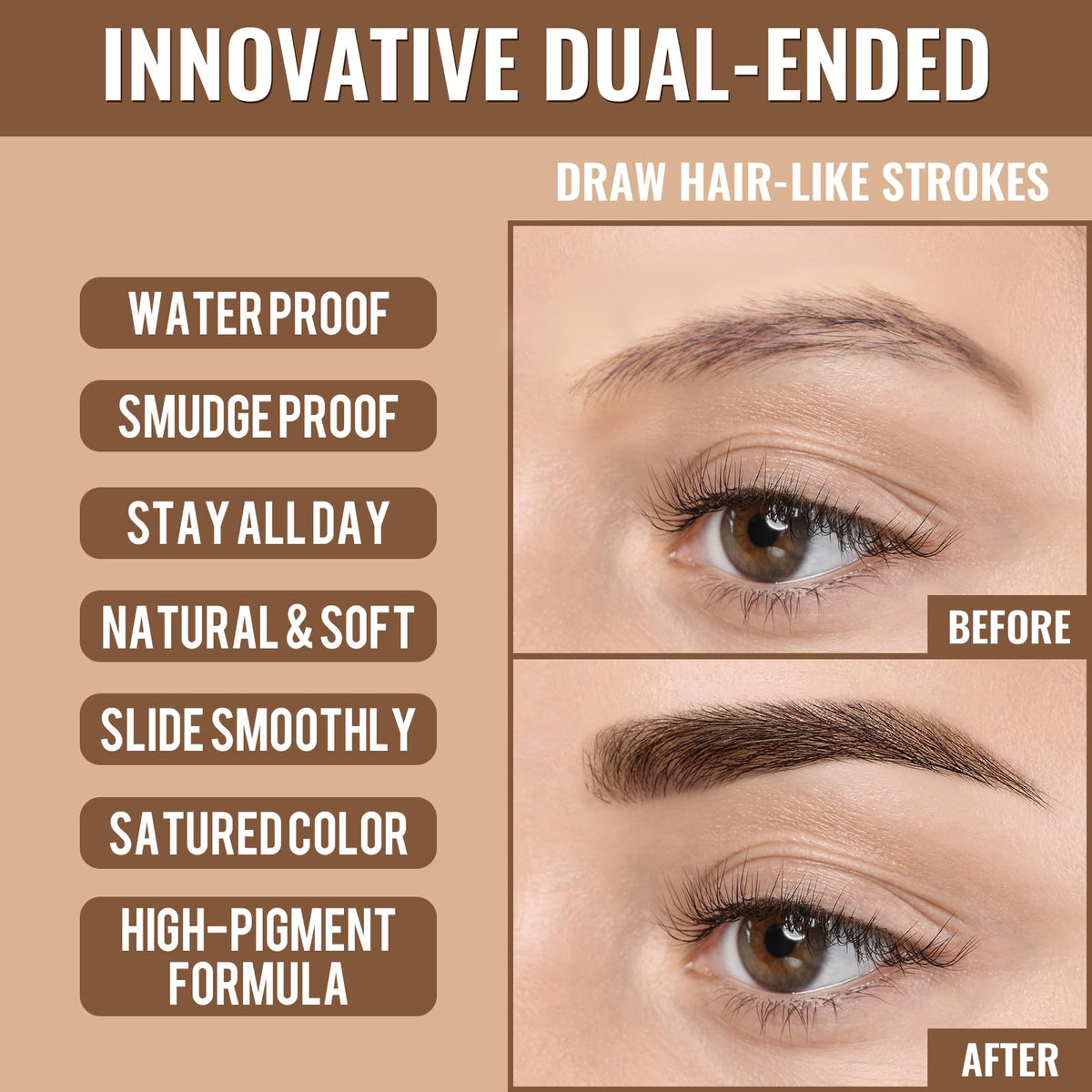 iMethod in-use model applying brows demonstrating natural hair-like results