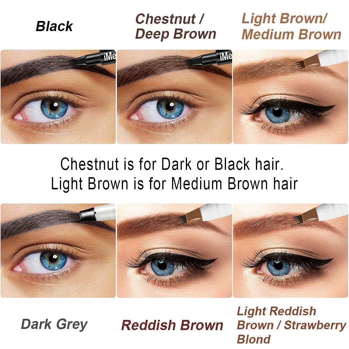 iMethod application on eyebrows in a mirror showcasing natural, long-lasting finish