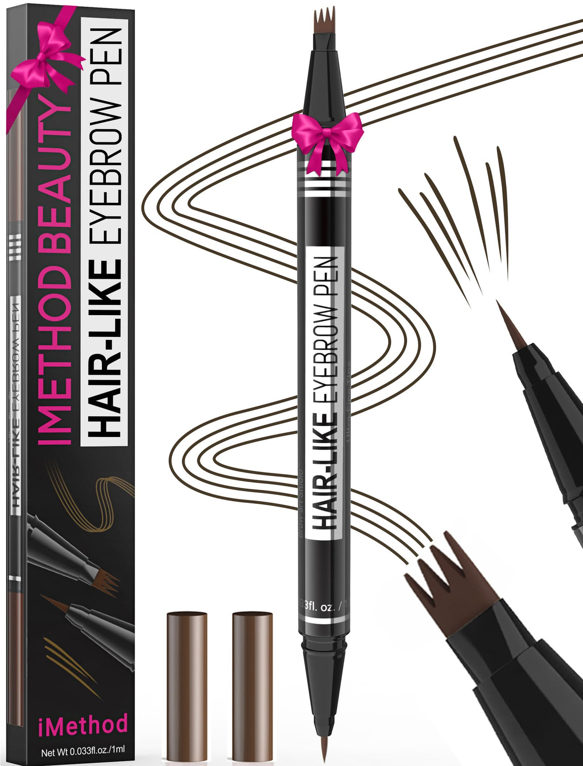 iMethod microblading pen front view showing dual-ended design and shade for precise application