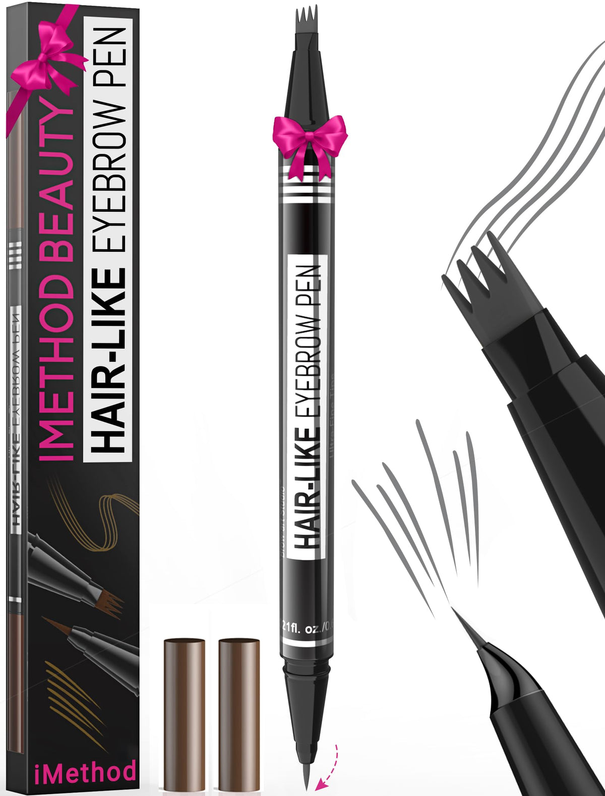 iMethod pen front view showing sleek packaging and grey shade benefit