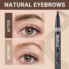 iMethod eyebrow pen drawing fine strokes on skin to show natural hair-like results