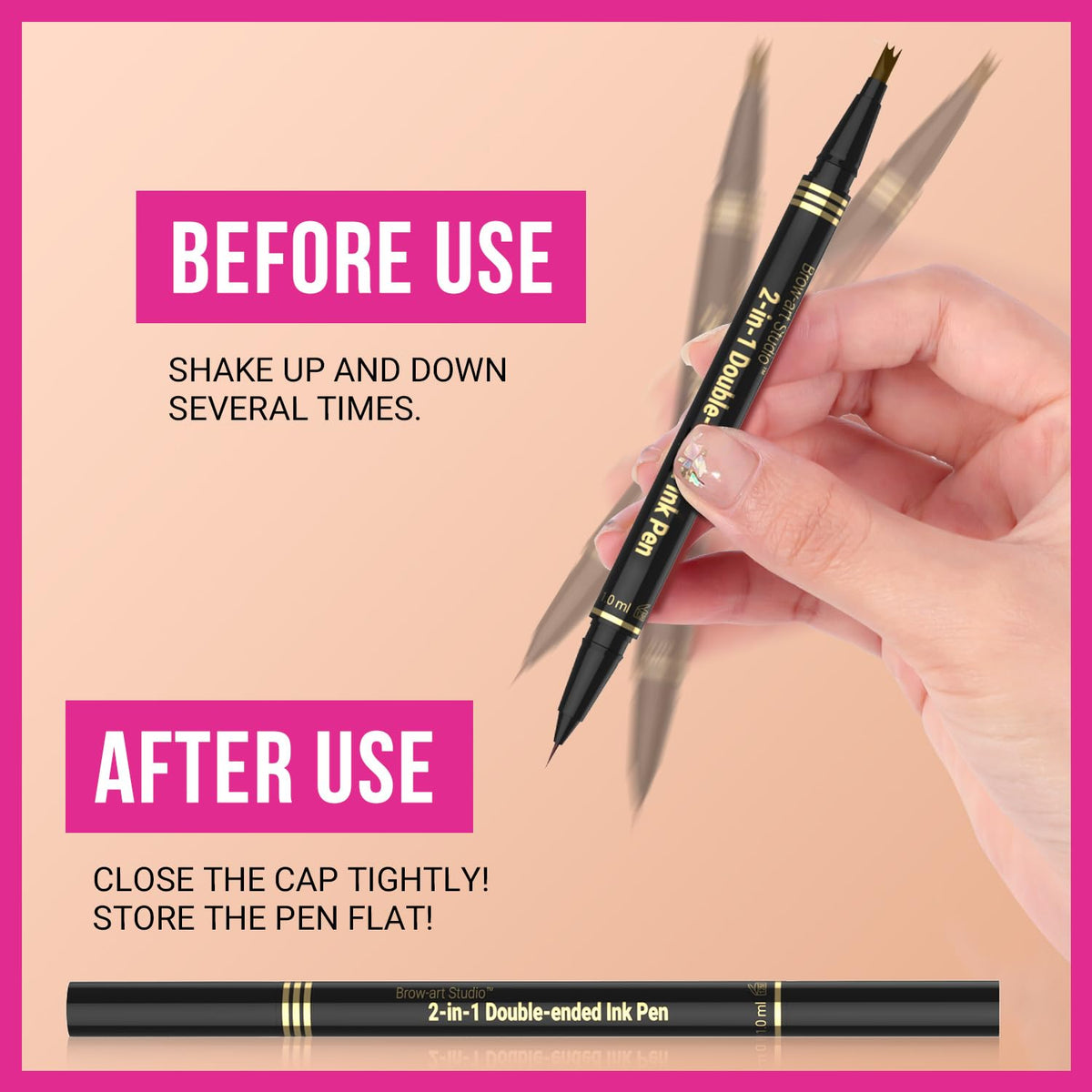 iMethod size scale next to lipstick illustrating compact travel-friendly length