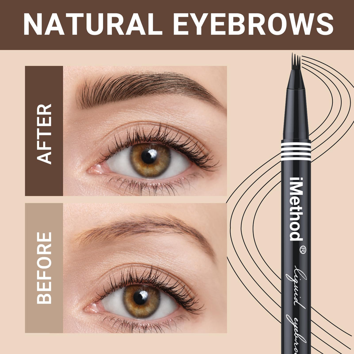 iMethod pigment swatches on skin showing dark brown tone and long-lasting coverage advantage