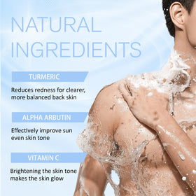 Imovoto ecolura being used on back in shower for acne-prone skin