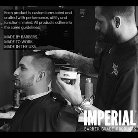 Imperial Barber Gel Pomade applied to hair during styling showing sculptable control