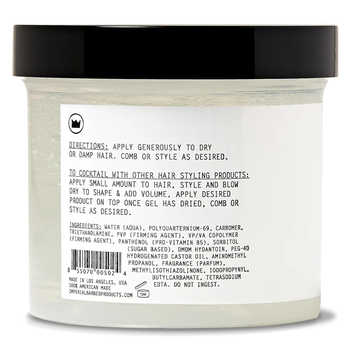 Imperial Barber Gel Pomade clear gel texture close-up showing glossy finish