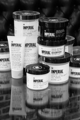 Imperial Barber paste on bathroom vanity styling scene for everyday grooming