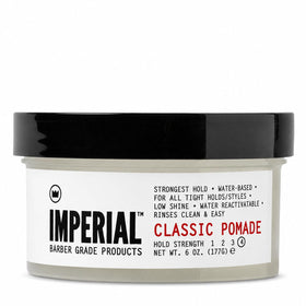 Imperial Barber Grade Products front tin showing branding and strong hold benefits