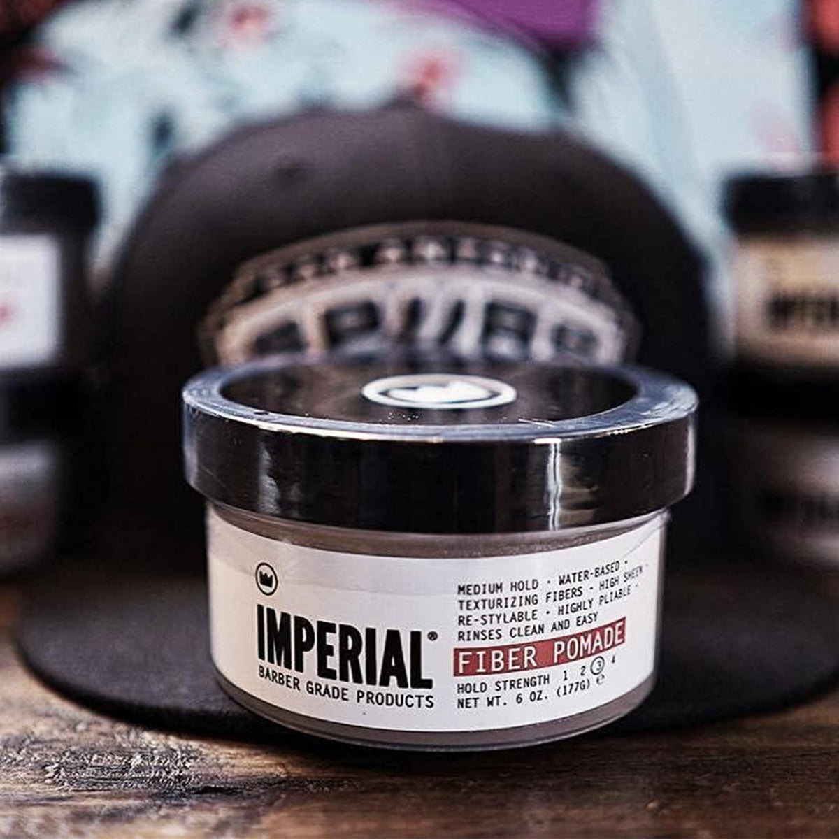 Imperial Barber Grade close-up of pomade fibers highlighting texture and grip benefit