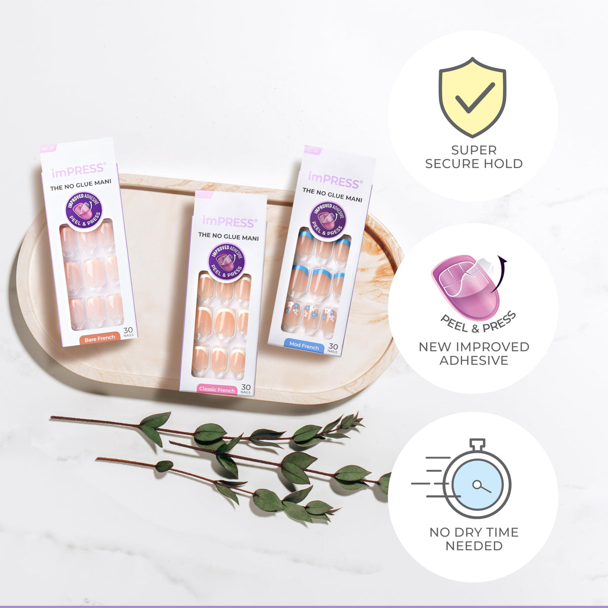 imPRESS kit contents laid out for easy at-home application