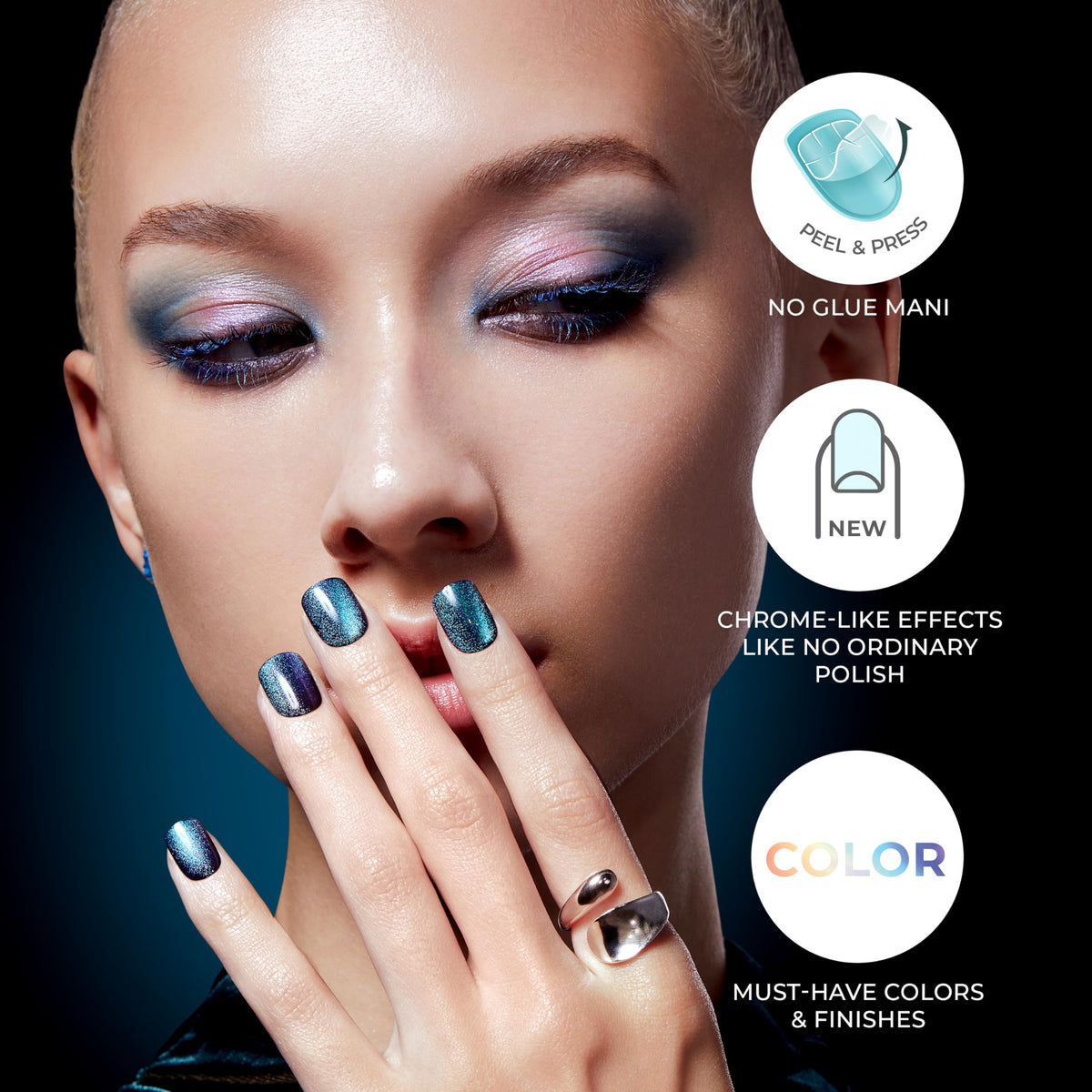 imPRESS full 30-nail set laid out with tools showing selection variety