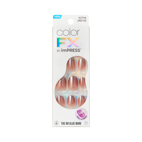 imPRESS front packaging showing Blissful Radiance set and included tools for quick manicure