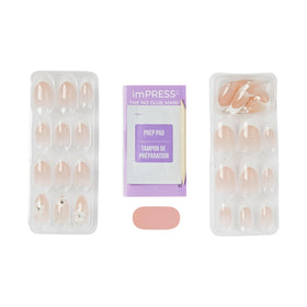 imPRESS manicure tools including prep pad, mini file, and stick for easy application
