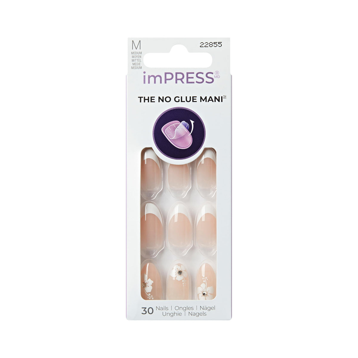 imPRESS Buttercup Shine front view showing full nail set and glossy finish for instant style