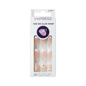 imPRESS Buttercup Shine front view showing full nail set and glossy finish for instant style