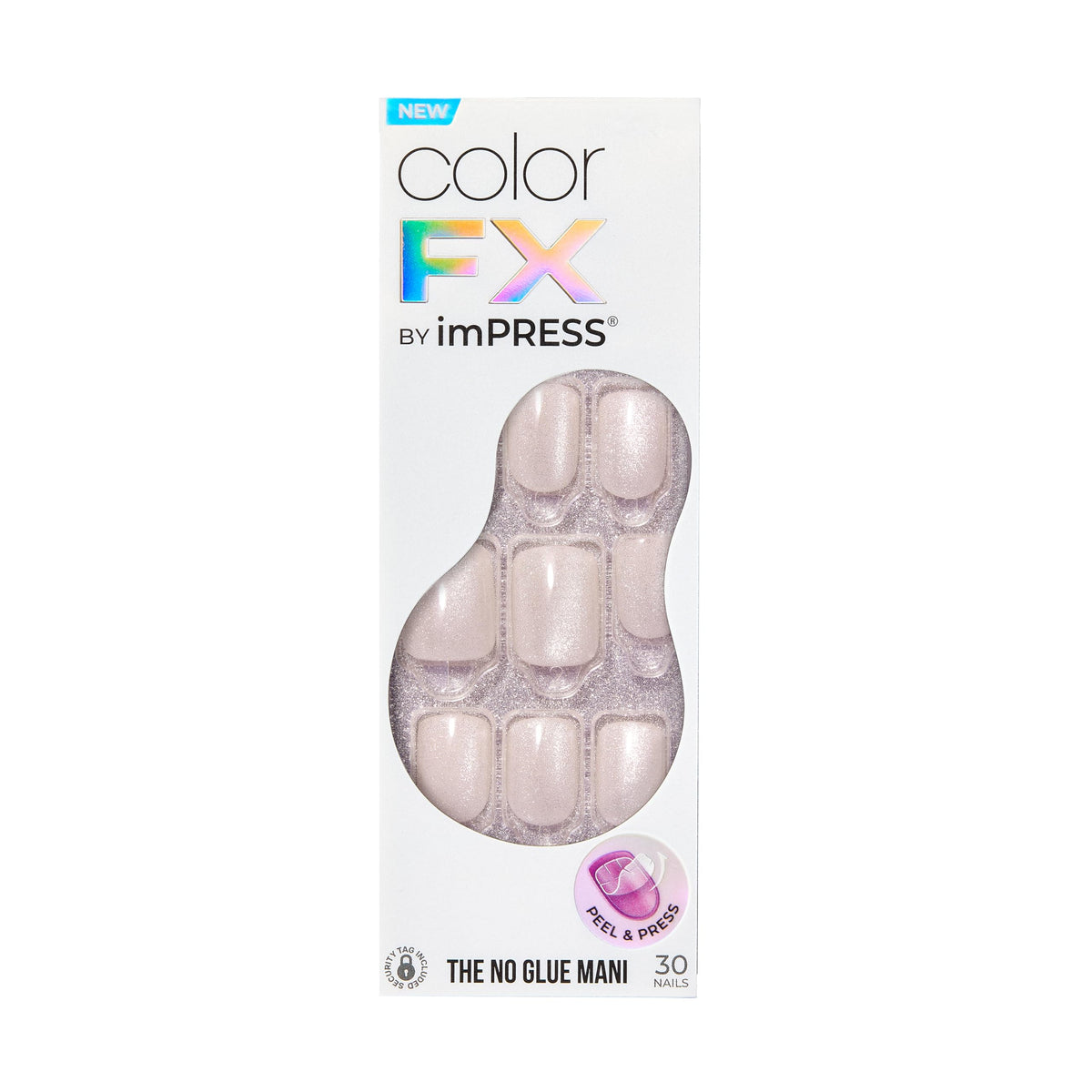 imPRESS closeup of right hand nails on model showing high-gloss pearlescent depth