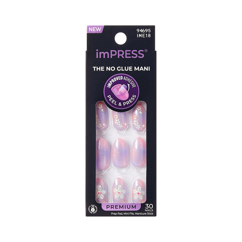 imPRESS front packaging showing 30 nails and kit contents for quick mani