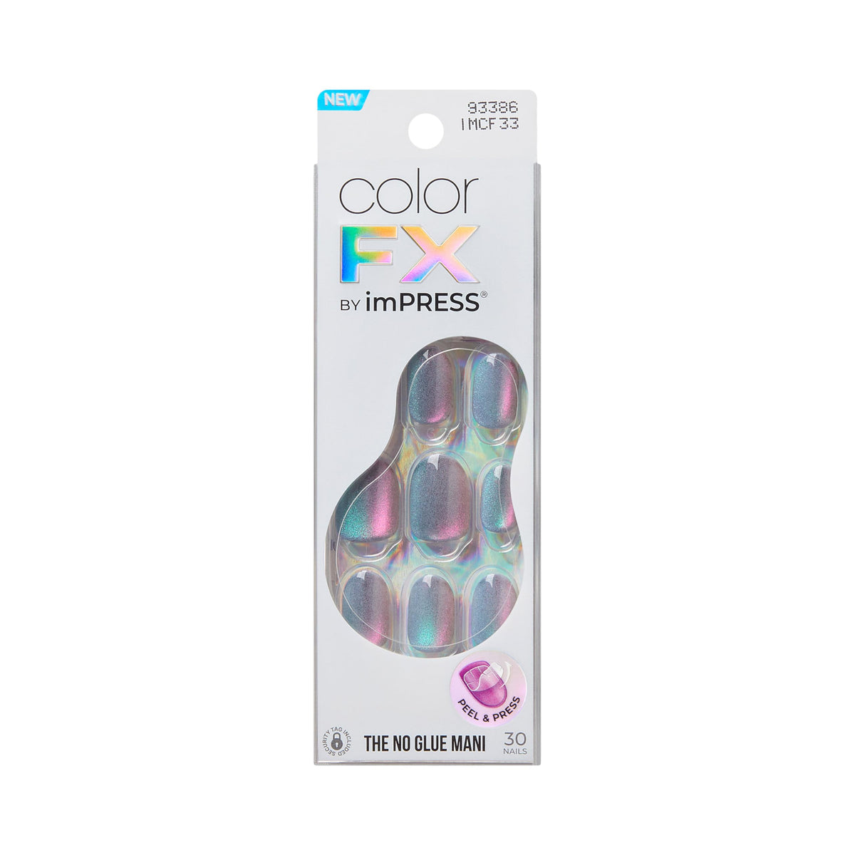 imPRESS Kiss front packaging showing chrome blue and silver nails, quick glamour