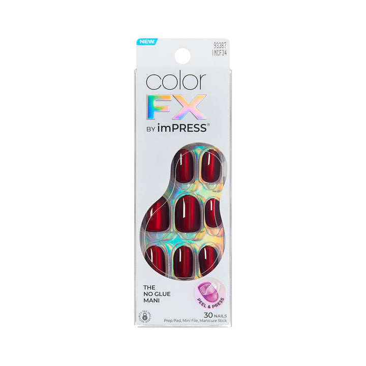 imPRESS front packaging showing kit contents and chrome red benefit: ready-to-wear look