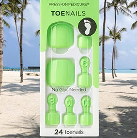 Impress Kiss pressed-on toe nails on foot demonstrating instant salon-style pedicure