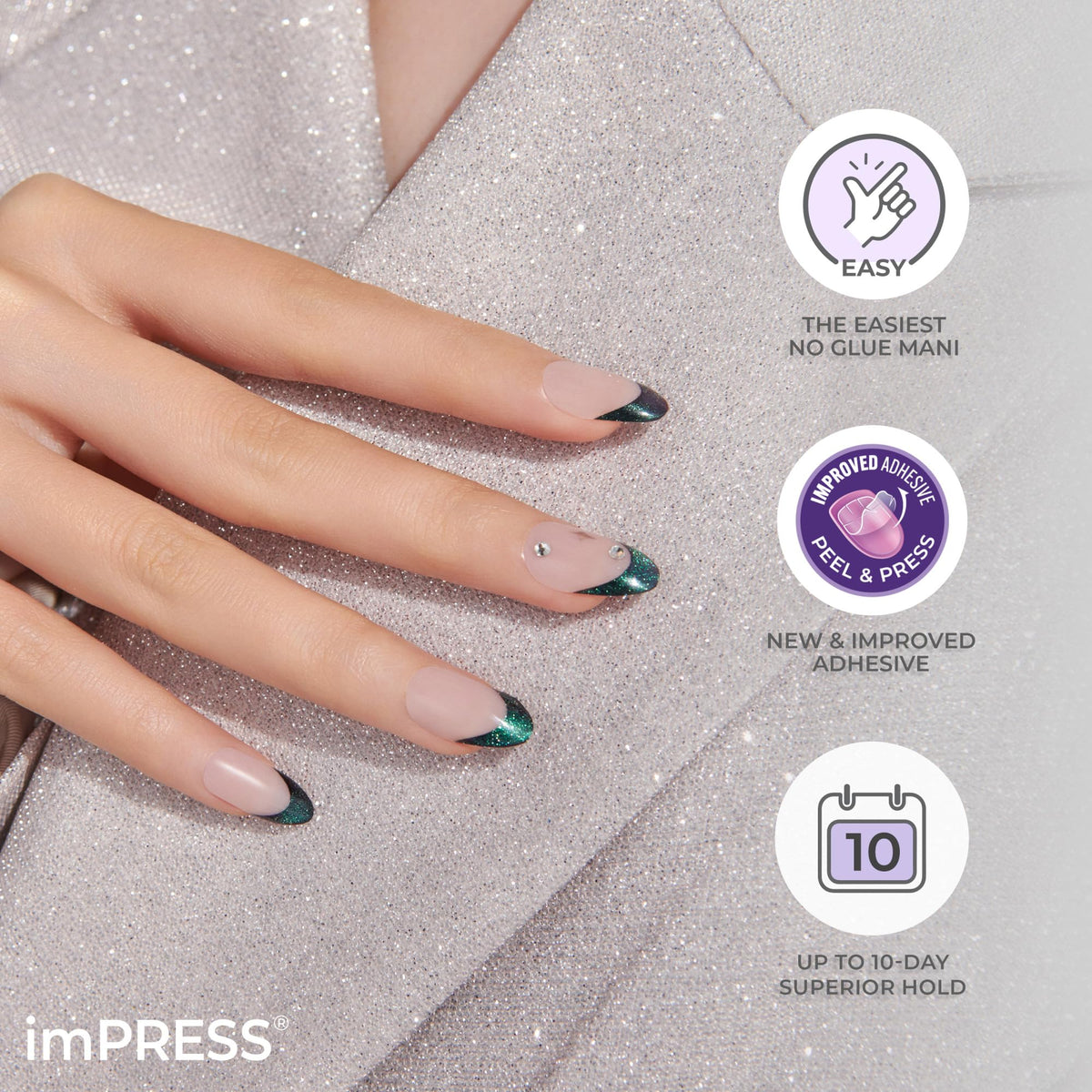 imPRESS side view showing glossy gel-like finish and durability