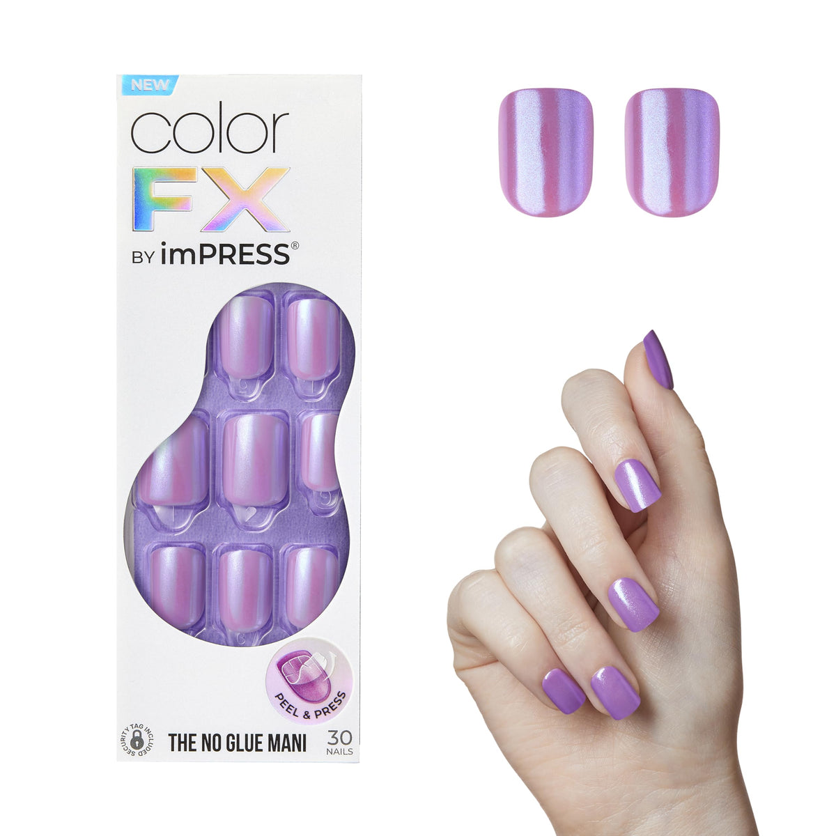 imPRESS 'Wonder' front packaging showing vibrant purple nails and kit contents for easy application