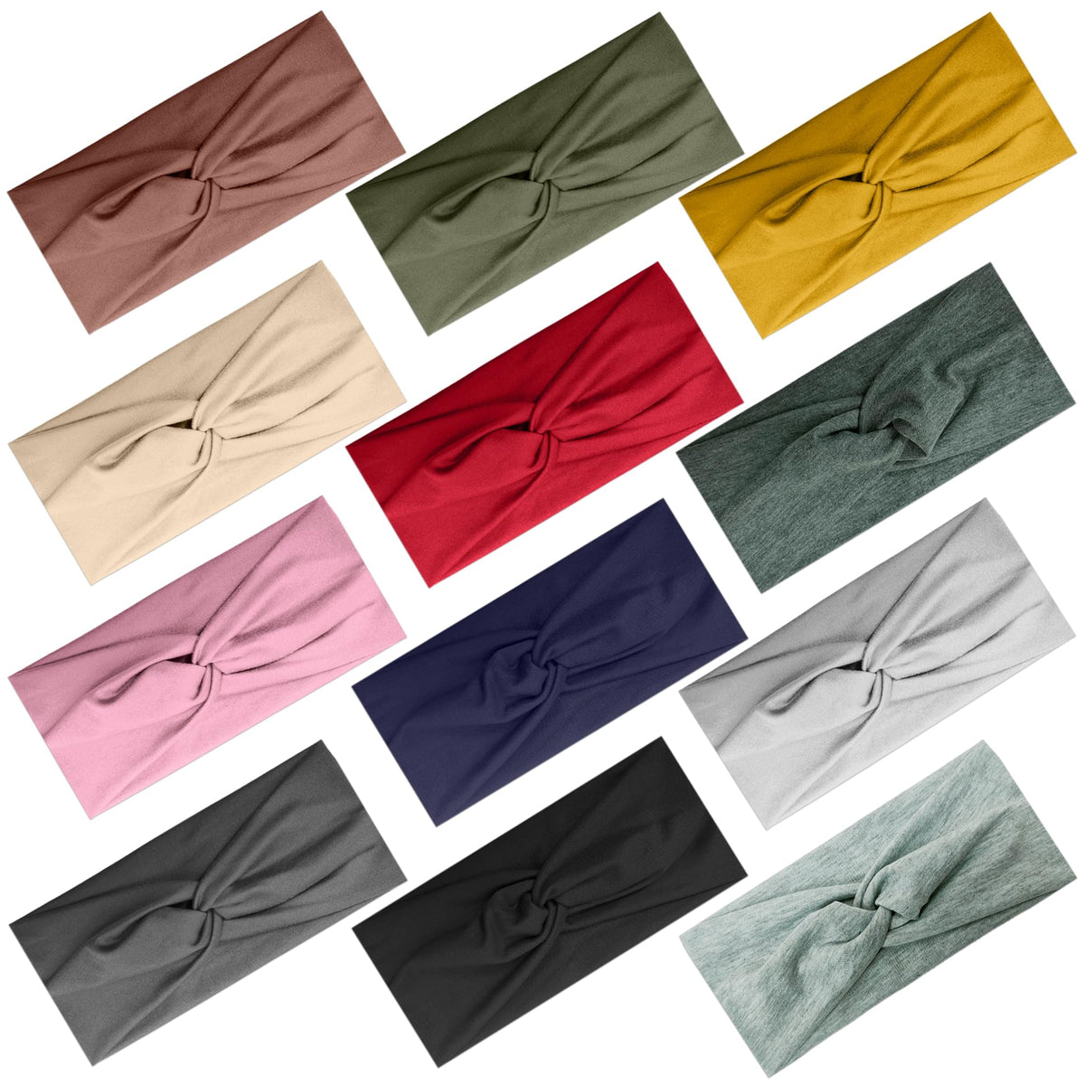 IMYORT front view of 12-piece headband set showing colors and packaging for easy selection