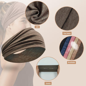 IMYORT headband on forehead showing sweat-wicking benefit during workout