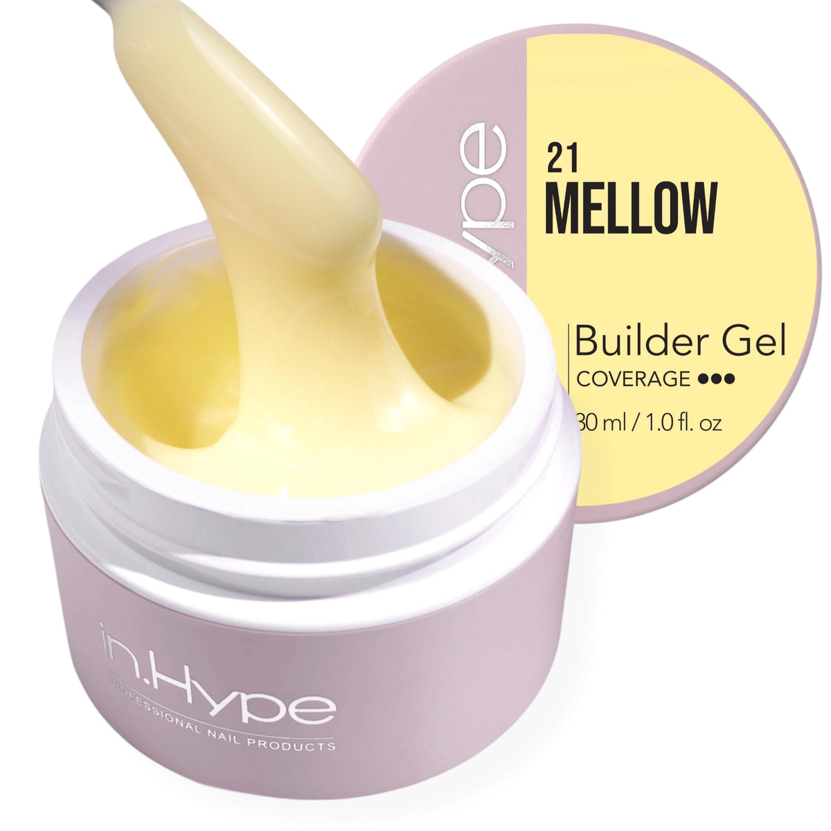 IN.HYPE jar front view showing buttery yellow gel and clear branding for easy selection