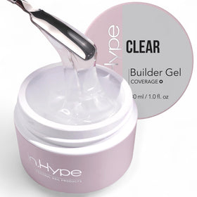 IN.HYPE clear builder gel front bottle showing label and capacity for professional use