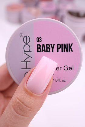 IN.HYPE baby pink gel closed lid and label highlighting brand and shade for quick selection