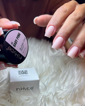 Nail technician applying IN.HYPE gel on form showing professional use and precise shaping benefit