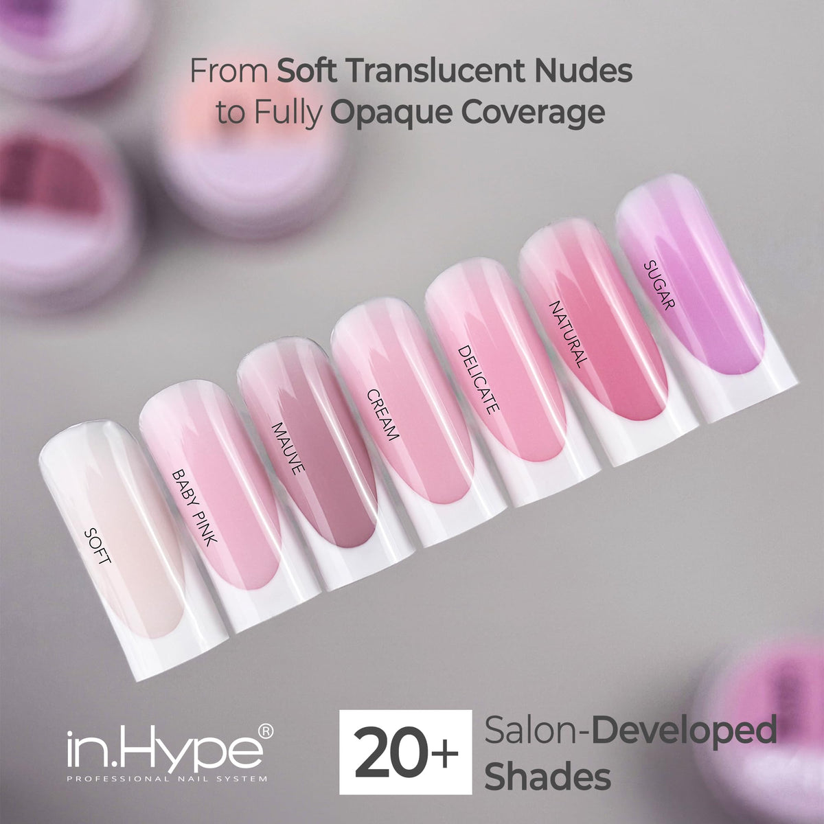 IN.HYPE overlay on natural nail highlighting protection and smooth finish benefit