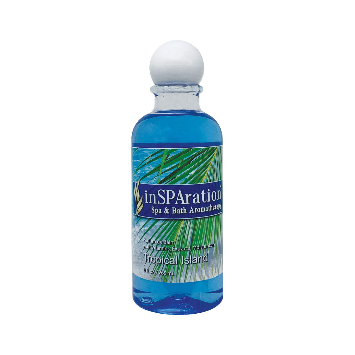 InSPAration Tropical Island 9oz front label showing brand and fragrance benefits