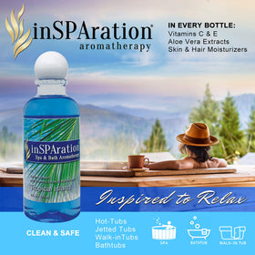 Close-up of InSPAration liquid texture highlighting water-soluble formula