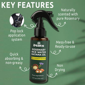 iNats mist on hair illustrating lightweight, non-sticky texture
