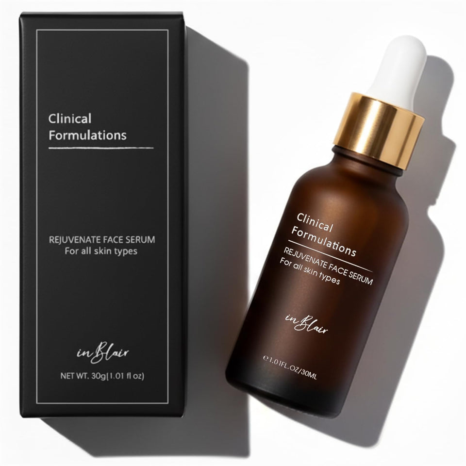 Inblair front packaging showing clean serum bottle and benefits