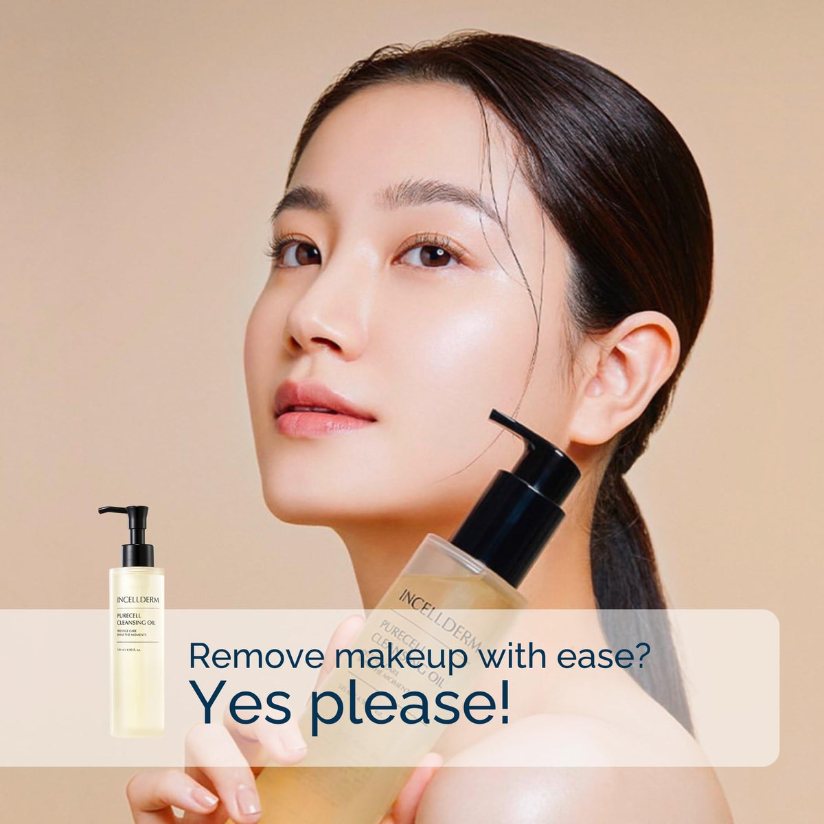 INCELLDERM oil emulsifying with water on skin, demonstrates easy rinsing benefit