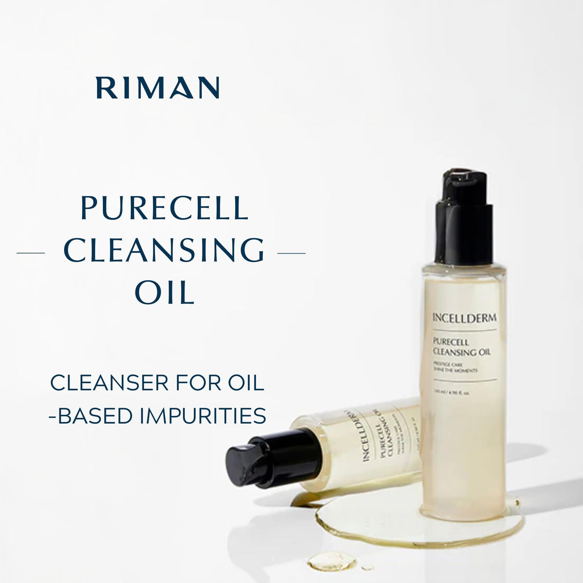 INCELLDERM oil texture droplet on fingertip, shows lightweight hydrating feel