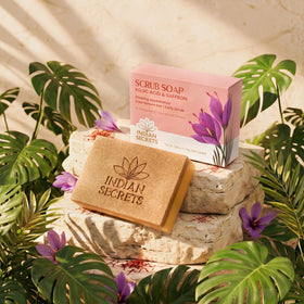 INDIAN SECRETS soap on bathroom shelf styling for daily skincare routine