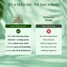INDIAN SECRETS soap applied to face showing controlled exfoliation