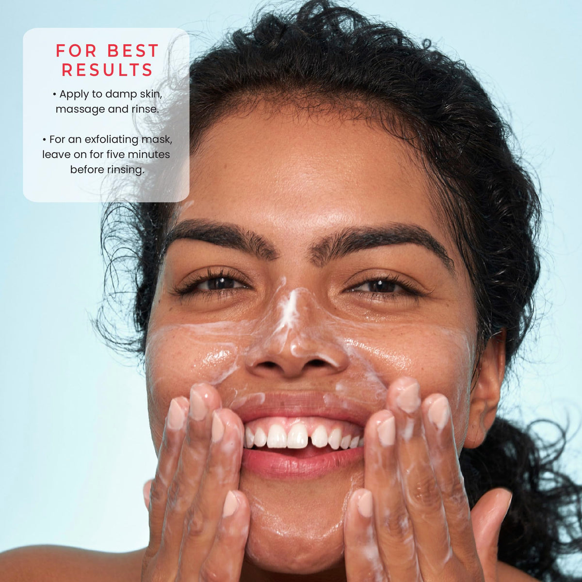 Indie Lee cleanser on hand demonstrating easy makeup removal