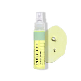 Indie Lee travel toner front packaging showing compact 30ml bottle and label benefit
