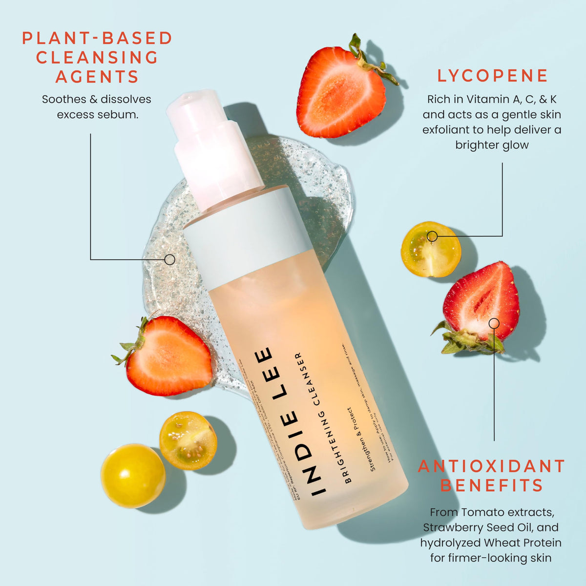 Indie Lee gel texture close-up revealing lightweight hydrating formula