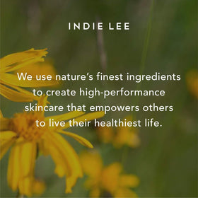 Indie Lee cleanser on bathroom shelf in bright setting suggesting everyday routine