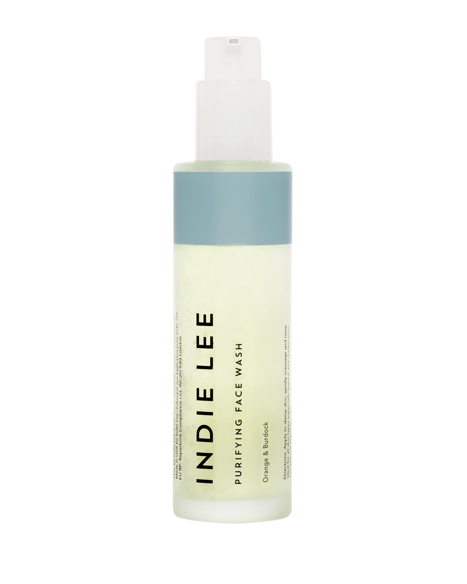 Indie Lee front packaging showing cleanser and clean-ingredient label for trust