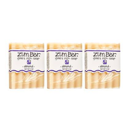 Indigo Wild front packaging showing three almond goat milk bars for easy identification and gifting